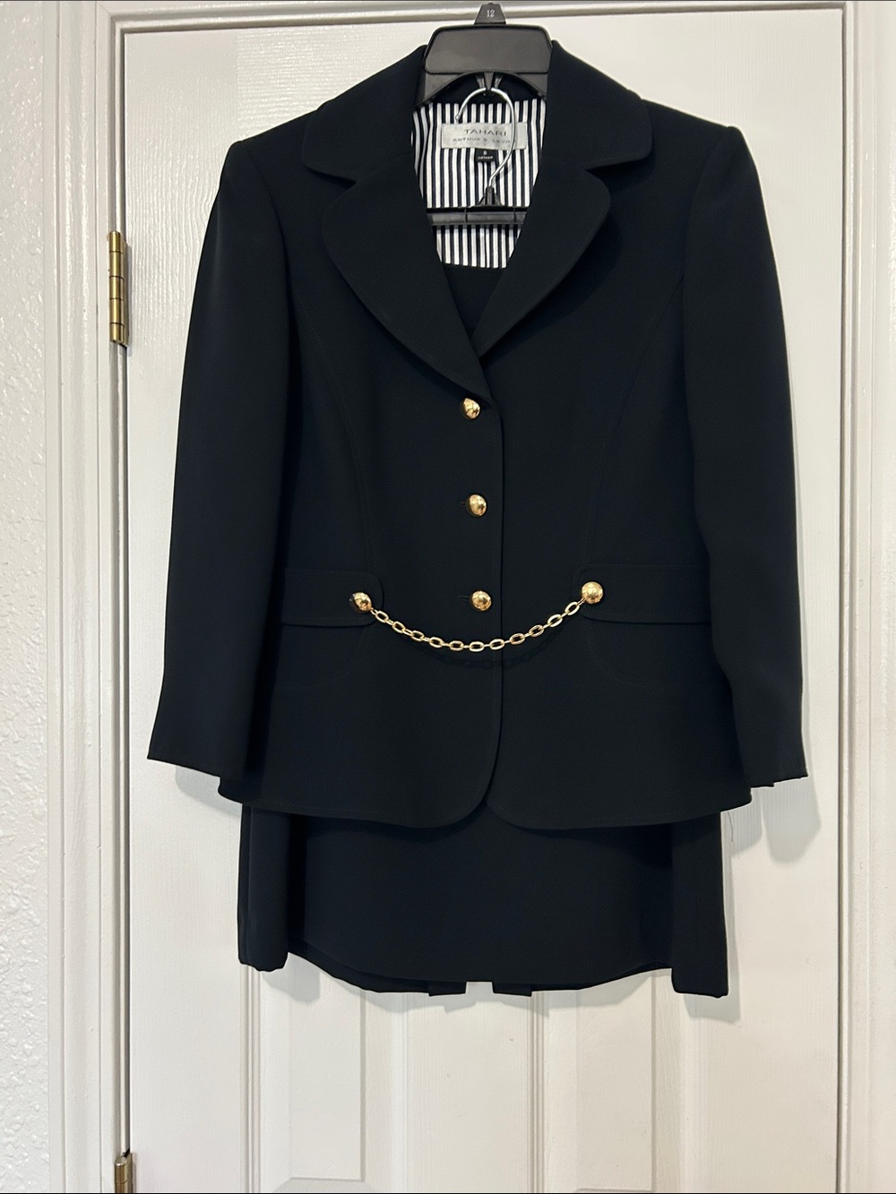 Tahari Collection Black Chain-Accent Women's Blazer